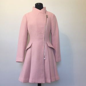 Guess Pink Textured Wool Blend Walker Coat
